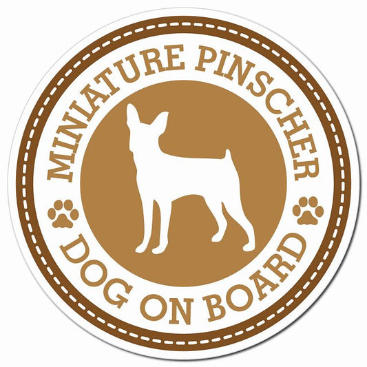 MINIATURE PINSCHER ミニチュアピンシャー ブラウン 肉球 マグネット 車用 直径13cm 丸型 カーマグネット 表示プレート