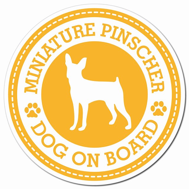 MINIATURE PINSCHER ミニチュアピンシャー イエロー 肉球 マグネット 車用 直径13cm 丸型 カーマグネット 表示プレート