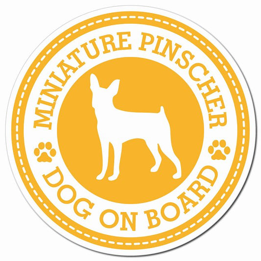 MINIATURE PINSCHER ミニチュアピンシャー イエロー 肉球 マグネット 車用 直径13cm 丸型 カーマグネット 表示プレート