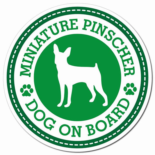 MINIATURE PINSCHER ミニチュアピンシャー グリーン 肉球 マグネット 車用 直径13cm 丸型 カーマグネット 表示プレート