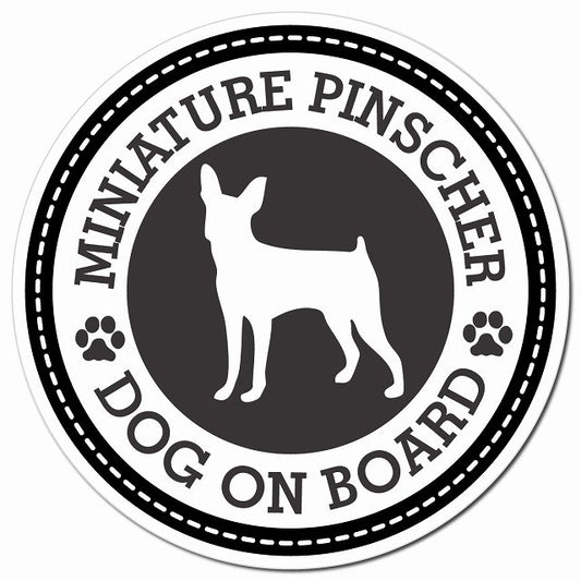 MINIATURE PINSCHER ミニチュアピンシャー ブラック 肉球 マグネット 車用 直径13cm 丸型 カーマグネット 表示プレート