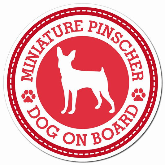 MINIATURE PINSCHER ミニチュアピンシャー レッド 肉球 マグネット 車用 直径13cm 丸型 カーマグネット 表示プレート