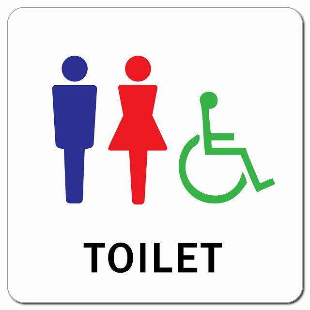 トイレ 御手洗 TOILET 男女 車椅子 Aタイプ ピクトサイン マグネット 正方形 13x13cm マグネットサイン 案内表示 施設用 ピクトグラム