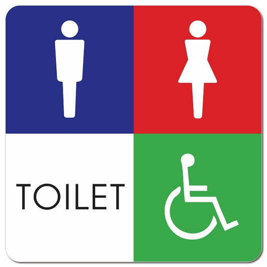 トイレ 御手洗 TOILET トイレマーク A1 男女 車椅子 ピクトサイン マグネット 正方形 13x13cm マグネットサイン 案内表示 施設用 ピクトグラム