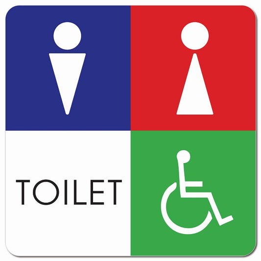 トイレ 御手洗 TOILET トイレマーク D1 男女 車椅子 ピクトサイン マグネット 正方形 13x13cm マグネットサイン 案内表示 施設用 ピクトグラム