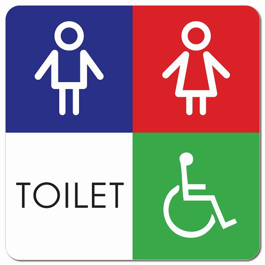 トイレ 御手洗 TOILET トイレマーク I1 男女 車椅子 ピクトサイン マグネット 正方形 13x13cm マグネットサイン 案内表示 施設用 ピクトグラム
