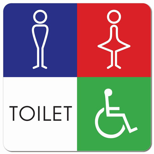 トイレ 御手洗 TOILET トイレマーク J1 男女 車椅子 ピクトサイン マグネット 正方形 13x13cm マグネットサイン 案内表示 施設用 ピクトグラム