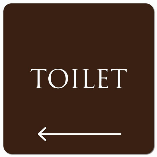 トイレ 御手洗 TOILET トイレマーク ブラウン ホワイト 右 矢印 文字タイプ ピクトサイン マグネット 正方形 13x13cm マグネットサイン 誘導表示 ピクトグラム