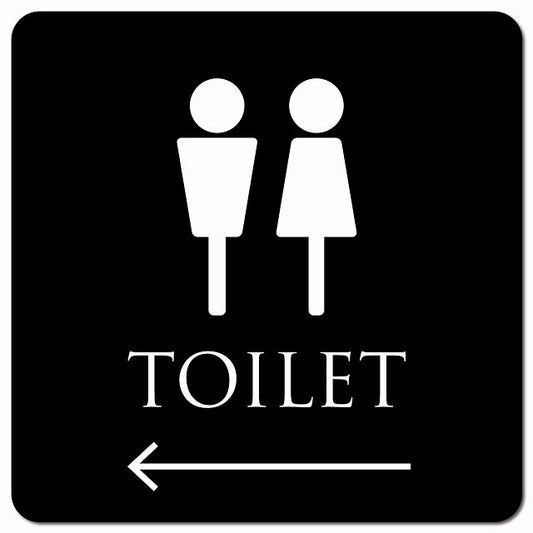 トイレ 御手洗 TOILET トイレマーク ブラック ホワイト 男女マーク 左 矢印 ピクトサイン マグネット 正方形 13x13cm マグネットサイン 誘導表示 ピクトグラム