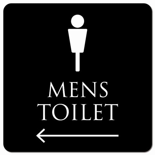 トイレ 御手洗 TOILET トイレマーク ブラック ホワイト MENS 左 矢印 ピクトサイン マグネット 正方形 13x13cm マグネットサイン 誘導表示 ピクトグラム