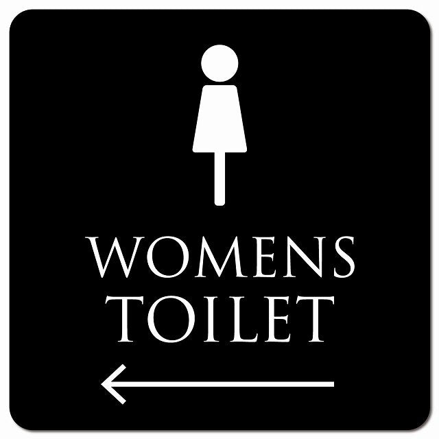 トイレ 御手洗 TOILET トイレマーク ブラック ホワイト WOMENS 左 矢印 ピクトサイン マグネット 正方形 13x13cm マグネットサイン 誘導表示 ピクトグラム