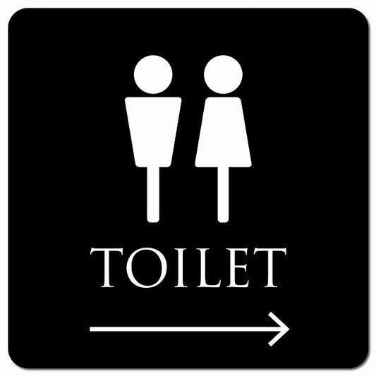 トイレ 御手洗 TOILET トイレマーク ブラック ホワイト 男女マーク 右 矢印 ピクトサイン マグネット 正方形 13x13cm マグネットサイン 誘導表示 ピクトグラム
