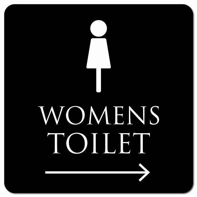 トイレ 御手洗 TOILET トイレマーク ブラック ホワイト WOMENS 右 矢印 ピクトサイン マグネット 正方形 13x13cm マグネットサイン 誘導表示 ピクトグラム