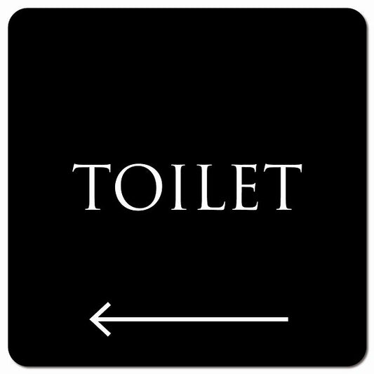 トイレ 御手洗 TOILET トイレマーク ブラック ホワイト 左 矢印 文字タイプ ピクトサイン マグネット 正方形 13x13cm マグネットサイン 誘導表示 ピクトグラム