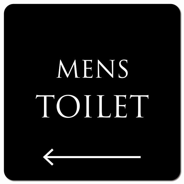 トイレ 御手洗 TOILET トイレマーク ブラック ホワイト MENS 左 矢印 文字タイプ ピクトサイン マグネット 正方形 13x13cm マグネットサイン 誘導表示 ピクトグラム