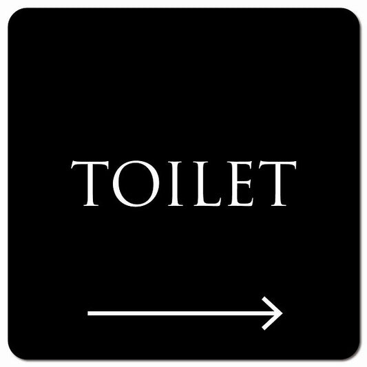 トイレ 御手洗 TOILET トイレマーク ブラック ホワイト 右 矢印 文字タイプ ピクトサイン マグネット 正方形 13x13cm マグネットサイン 誘導表示 ピクトグラム