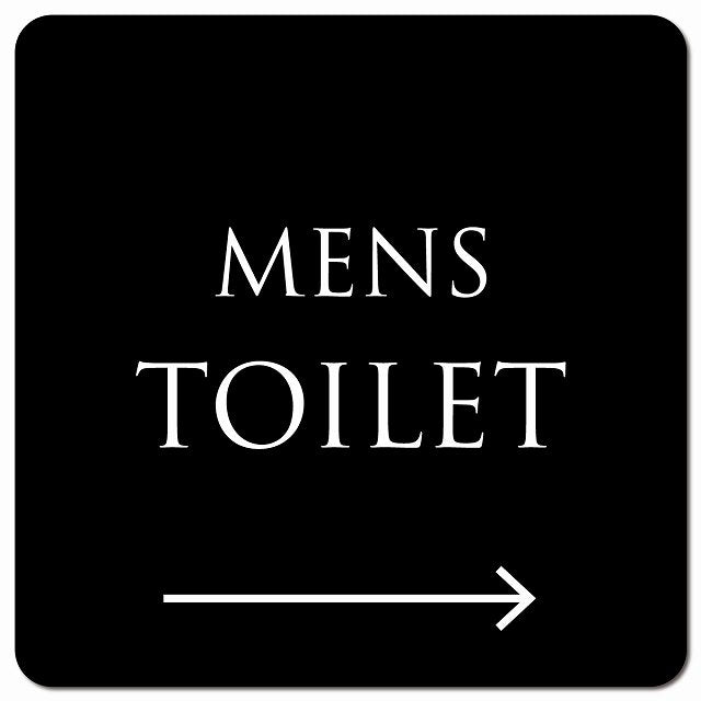 トイレ 御手洗 TOILET トイレマーク ブラック ホワイト MENS 右 矢印 文字タイプ ピクトサイン マグネット 正方形 13x13cm マグネットサイン 誘導表示 ピクトグラム