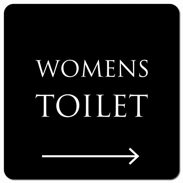 トイレ 御手洗 TOILET トイレマーク ブラック ホワイト WOMENS 右 矢印 文字タイプ ピクトサイン マグネット 正方形 13x13cm マグネットサイン 誘導表示 ピクトグラム
