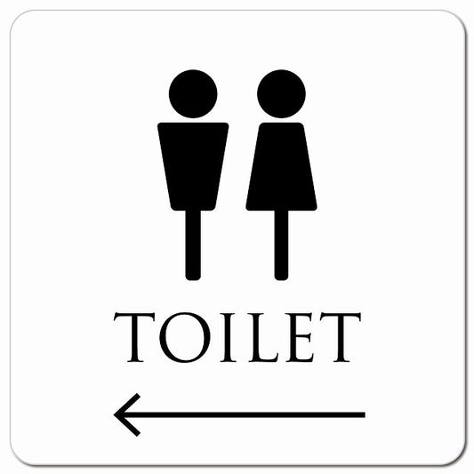 トイレ 御手洗 TOILET トイレマーク ホワイト ブラック 男女マーク 左 矢印 ピクトサイン マグネット 正方形 13x13cm マグネットサイン 誘導表示 ピクトグラム