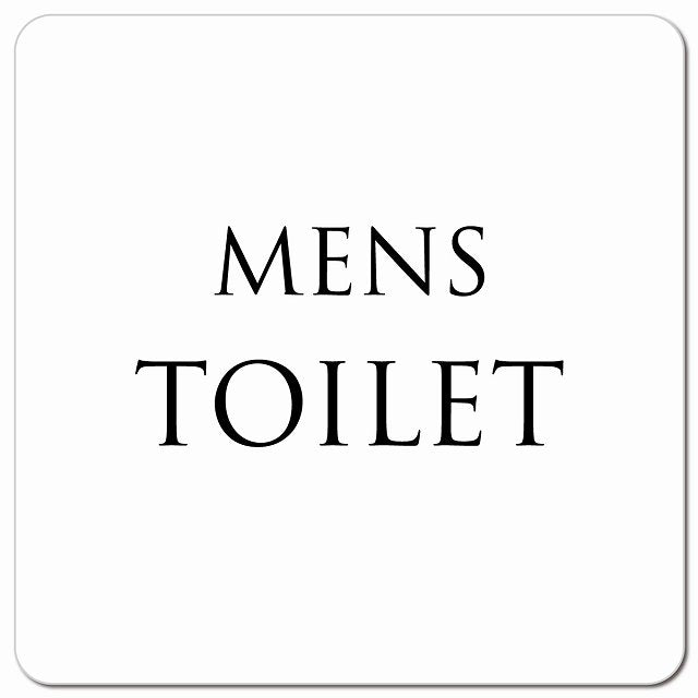 トイレ 御手洗 TOILET トイレマーク ホワイト ブラック MENS 文字タイプ ピクトサイン マグネット 正方形 13x13cm マグネットサイン 案内表示 施設用 ピクトグラム
