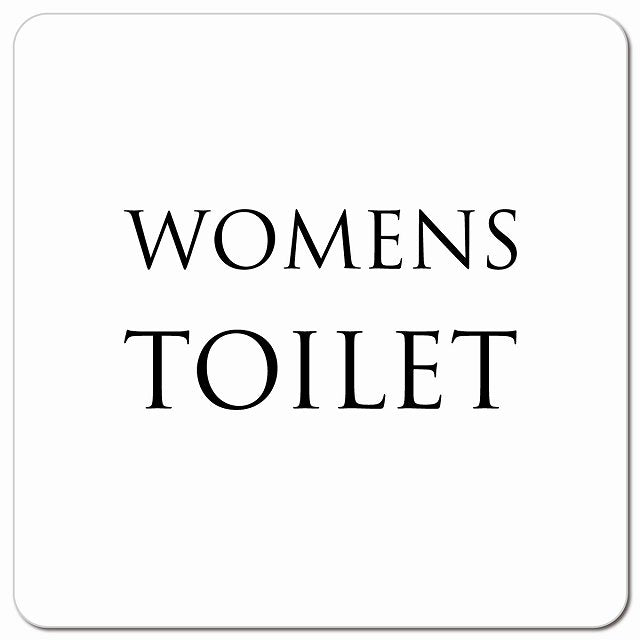 トイレ 御手洗 TOILET トイレマーク ホワイト ブラック WOMENS 文字タイプ ピクトサイン マグネット 正方形 13x13cm マグネットサイン 案内表示 施設用 ピクトグラム