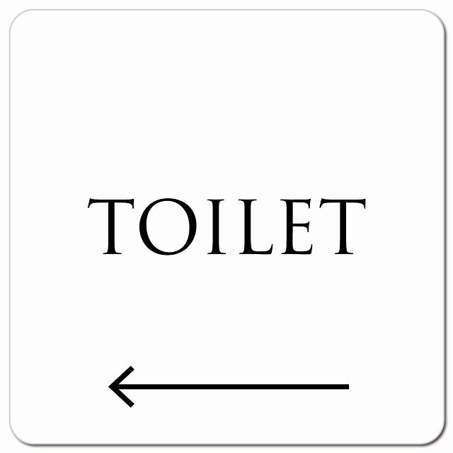 トイレ 御手洗 TOILET トイレマーク ホワイト ブラック 左 文字タイプ ピクトサイン マグネット 正方形 13x13cm マグネットサイン 案内表示 施設用 ピクトグラム