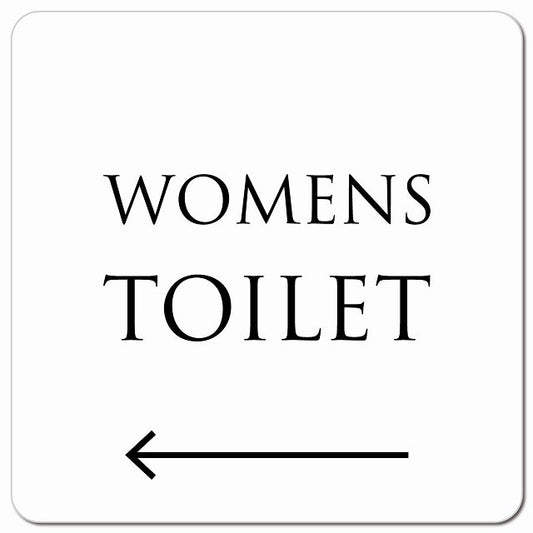 トイレ 御手洗 TOILET トイレマーク ホワイト ブラック WOMENS 左 文字タイプ ピクトサイン マグネット 正方形 13x13cm マグネットサイン 案内表示 施設用 ピクトグラム