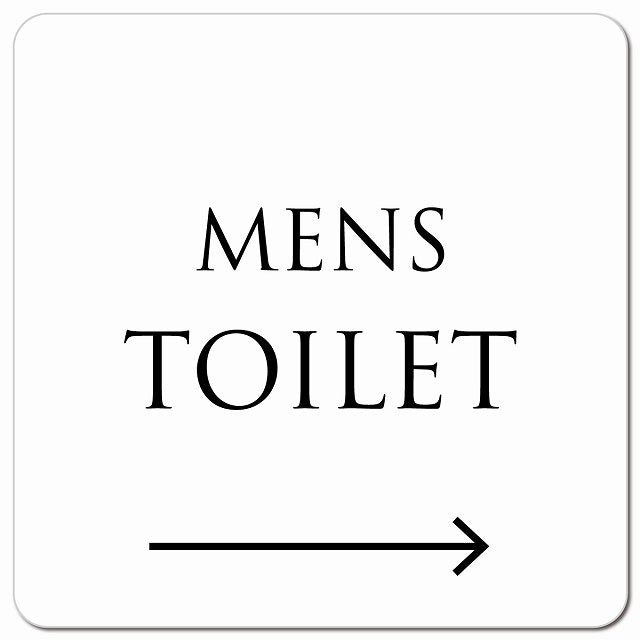 トイレ 御手洗 TOILET トイレマーク ホワイト ブラック MENS 右 文字タイプ ピクトサイン マグネット 正方形 13x13cm マグネットサイン 案内表示 施設用 ピクトグラム