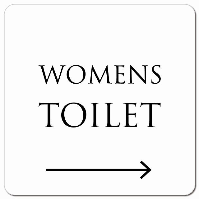 トイレ 御手洗 TOILET トイレマーク ホワイト ブラック WOMENS 右 文字タイプ ピクトサイン マグネット 正方形 13x13cm マグネットサイン 案内表示 施設用 ピクトグラム
