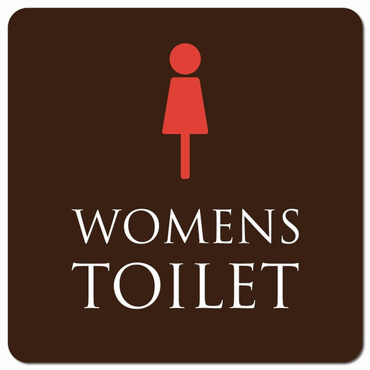 トイレ 御手洗 TOILET トイレマーク ブラウン＆カラー WOMENS ピクトサイン マグネット 正方形 13x13cm マグネットサイン 案内表示 施設用 ピクトグラム