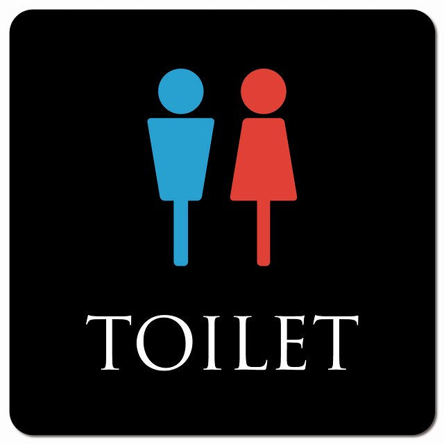 トイレ 御手洗 TOILET トイレマーク ブラック＆カラー 男女マーク ピクトサイン マグネット 正方形 13x13cm マグネットサイン 案内表示 施設用 ピクトグラム