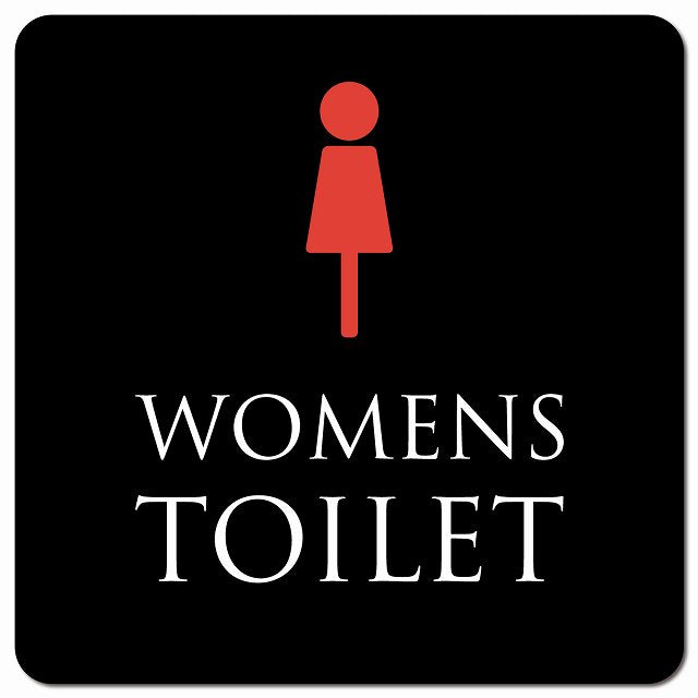 トイレ 御手洗 TOILET トイレマーク ブラック＆カラー WOMENS ピクトサイン マグネット 正方形 13x13cm マグネットサイン 案内表示 施設用 ピクトグラム