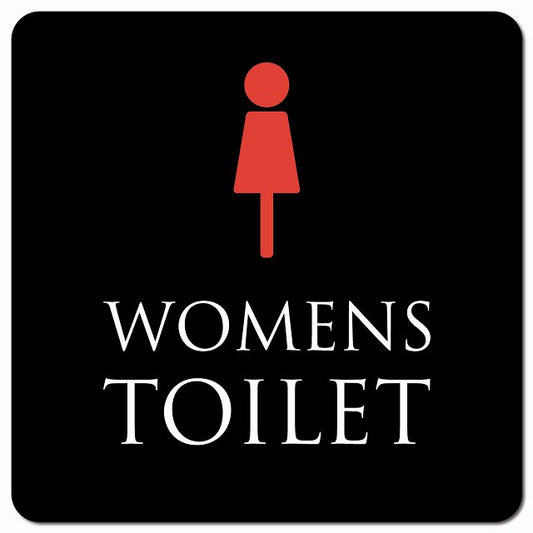 トイレ 御手洗 TOILET トイレマーク ブラック＆カラー WOMENS ピクトサイン マグネット 正方形 13x13cm マグネットサイン 案内表示 施設用 ピクトグラム