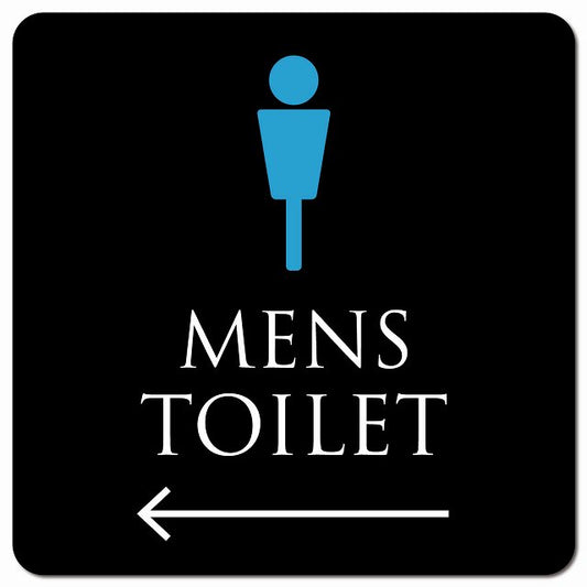 トイレ 御手洗 TOILET トイレマーク ブラック＆カラー MENS 左 矢印 ピクトサイン マグネット 正方形 13x13cm マグネットサイン 誘導表示 ピクトグラム