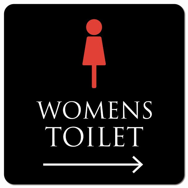 トイレ 御手洗 TOILET トイレマーク ブラック＆カラー WOMENS 右 矢印 ピクトサイン マグネット 正方形 13x13cm マグネットサイン 誘導表示 ピクトグラム
