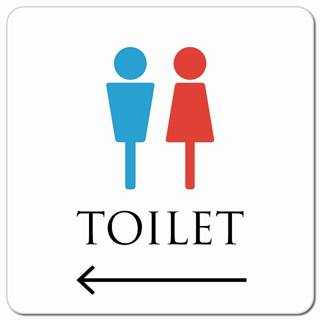 トイレ 御手洗 TOILET トイレマーク ホワイト＆カラー 男女マーク 左 矢印 ピクトサイン マグネット 正方形 13x13cm マグネットサイン 誘導表示 ピクトグラム