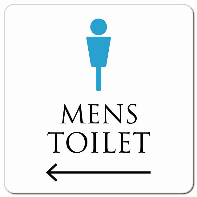 トイレ 御手洗 TOILET トイレマーク ホワイト＆カラー MENS 左 矢印 ピクトサイン マグネット 正方形 13x13cm マグネットサイン 誘導表示 ピクトグラム