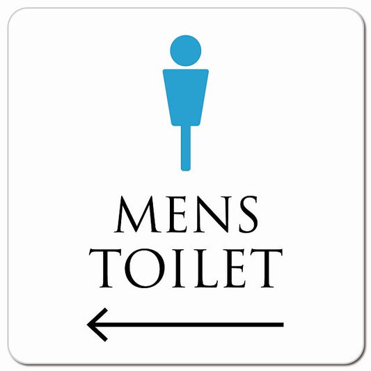 トイレ 御手洗 TOILET トイレマーク ホワイト＆カラー MENS 左 矢印 ピクトサイン マグネット 正方形 13x13cm マグネットサイン 誘導表示 ピクトグラム