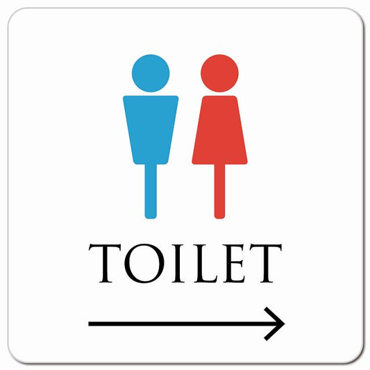 トイレ 御手洗 TOILET トイレマーク ホワイト＆カラー 男女マーク 右 矢印 ピクトサイン マグネット 正方形 13x13cm マグネットサイン 誘導表示 ピクトグラム