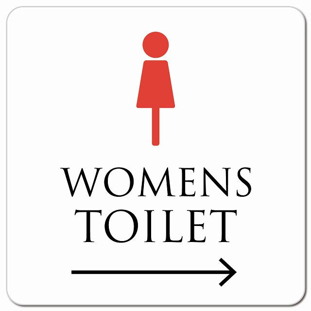 トイレ 御手洗 TOILET トイレマーク ホワイト＆カラー WOMENS 右 矢印 ピクトサイン マグネット 正方形 13x13cm マグネットサイン 誘導表示 ピクトグラム