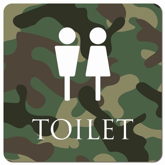 トイレ 御手洗 TOILET トイレマーク 迷彩 カラー 男女マーク ピクトサイン マグネット 正方形 13x13cm マグネットサイン 案内表示 施設用 ピクトグラム