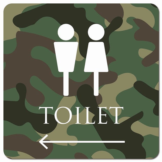 トイレ 御手洗 TOILET トイレマーク 迷彩 カラー 男女マーク 左 矢印 ピクトサイン マグネット 正方形 13x13cm マグネットサイン 誘導表示 ピクトグラム