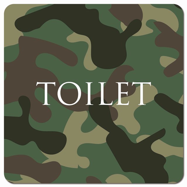 トイレ 御手洗 TOILET トイレマーク 迷彩 カラー 文字タイプ ピクトサイン マグネット 正方形 13x13cm マグネットサイン 案内表示 施設用 ピクトグラム