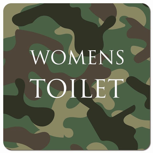 トイレ 御手洗 TOILET トイレマーク 迷彩 カラー WOMENS 文字タイプ ピクトサイン マグネット 正方形 13x13cm マグネットサイン 案内表示 施設用 ピクトグラム