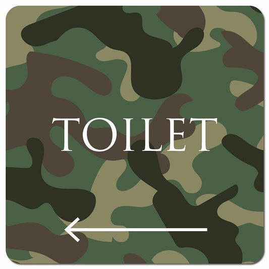 トイレ 御手洗 TOILET トイレマーク 迷彩 カラー 左 文字タイプ ピクトサイン マグネット 正方形 13x13cm マグネットサイン 案内表示 施設用 ピクトグラム