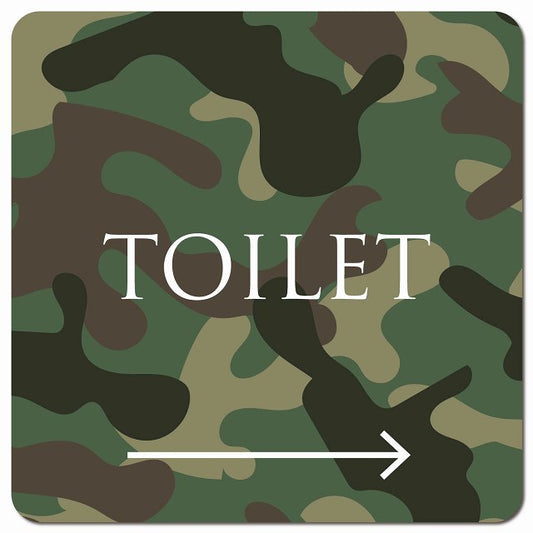 トイレ 御手洗 TOILET トイレマーク 迷彩 カラー 右 文字タイプ ピクトサイン マグネット 正方形 13x13cm マグネットサイン 案内表示 施設用 ピクトグラム