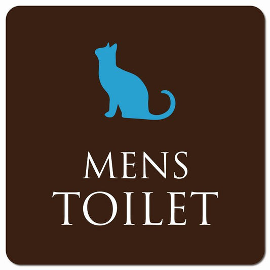 トイレ 御手洗 TOILET トイレマーク ねこ 猫 ネコ ブラウン カラー MENS ピクトサイン マグネット 正方形 13x13cm マグネットサイン 案内表示 施設用 ピクトグラム