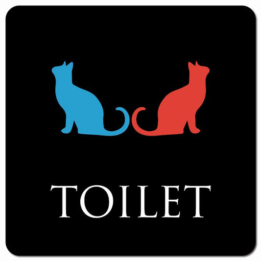 トイレ 御手洗 TOILET トイレマーク ねこ 猫 ネコ ブラック カラー 男女マーク ピクトサイン マグネット 正方形 13x13cm マグネットサイン 案内表示 施設用 ピクトグラム