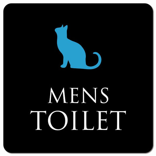 トイレ 御手洗 TOILET トイレマーク ねこ 猫 ネコ ブラック カラー MENS ピクトサイン マグネット 正方形 13x13cm マグネットサイン 案内表示 施設用 ピクトグラム
