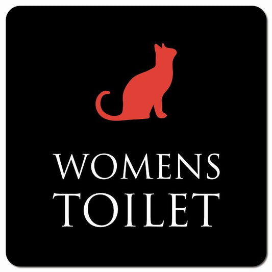 トイレ 御手洗 TOILET トイレマーク ねこ 猫 ネコ ブラック カラー WOMENS ピクトサイン マグネット 正方形 13x13cm マグネットサイン 案内表示 施設用 ピクトグラム